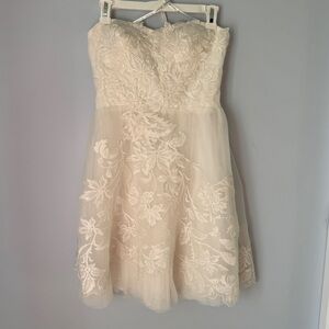 Db Studio White Lace Mini Dress Rehearsal Dinner Bride Reception Wedding Dress 6